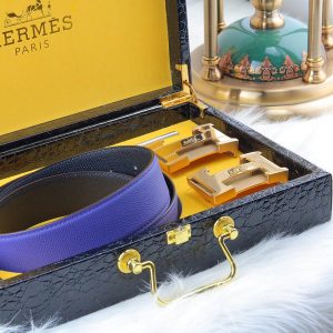 DÂY LƯNG HERMES ĐEN - XANH DƯƠNG 4.0 HM033