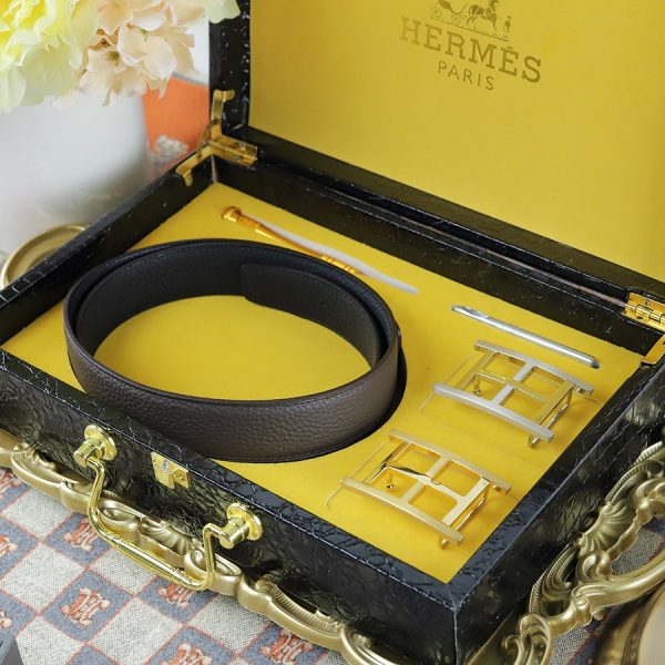 DÂY LƯNG HERMES ĐEN - NÂU 3.2 HM050