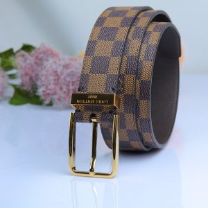 Dây lưng khóa kim Louis Vuitton caro nâu 3.5 LV040