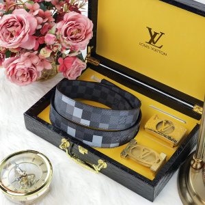 DÂY LƯNG LOUIS VUITTON CARO XANH - XÁM 4.0 LV043