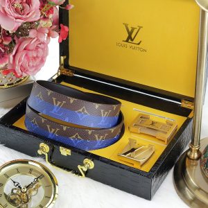 DÂY LƯNG LOUIS VUITTON HOA NÂU - XANH 4.0 LV048